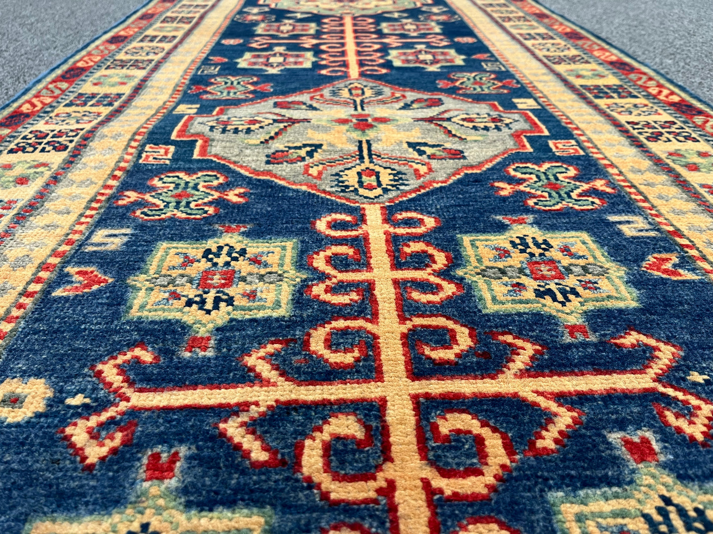 Kazak Navy 2' 9"X10' Handmade Wool Runner Rug # 13684