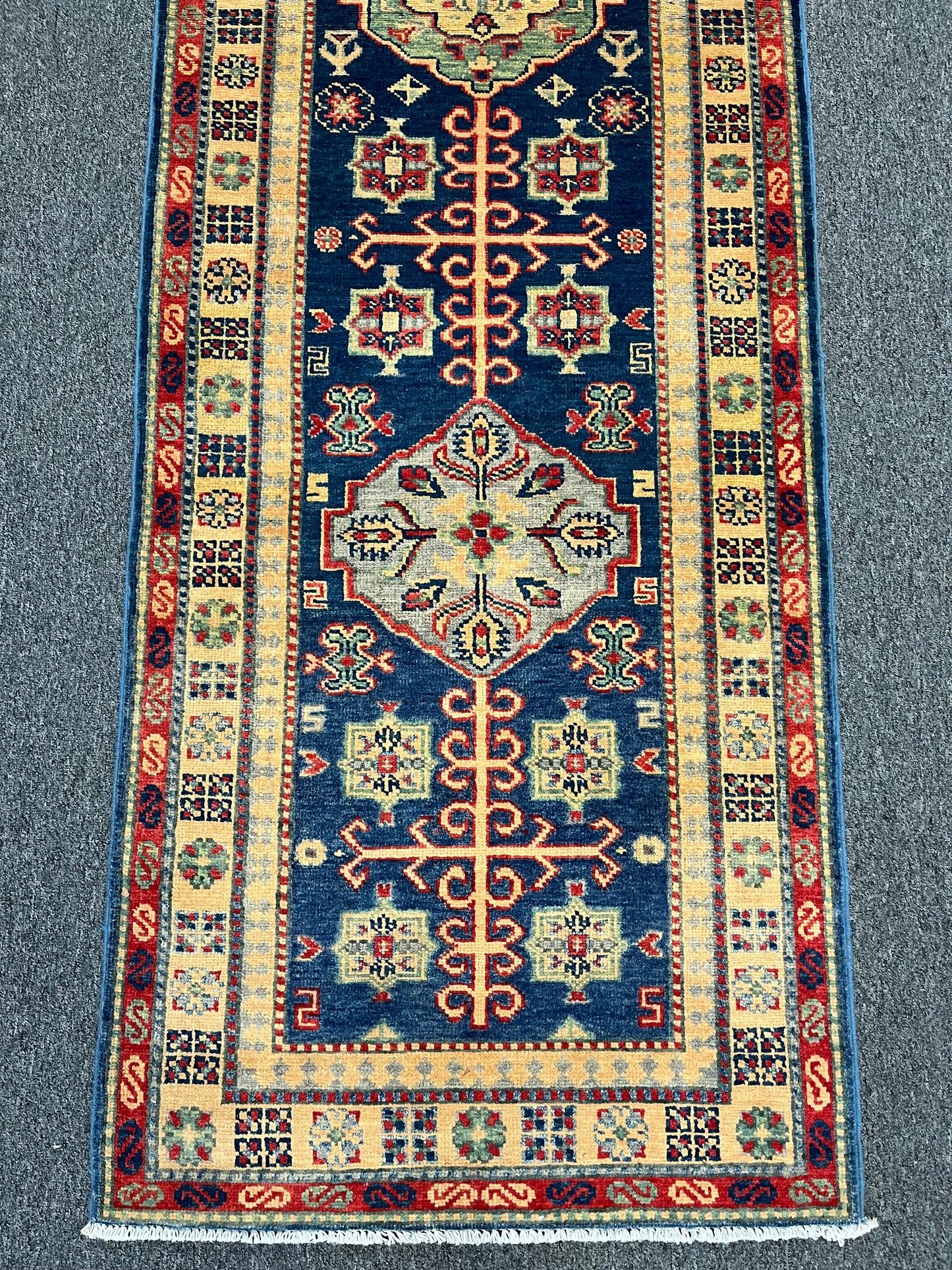 Kazak Navy 2' 9"X10' Handmade Wool Runner Rug # 13684