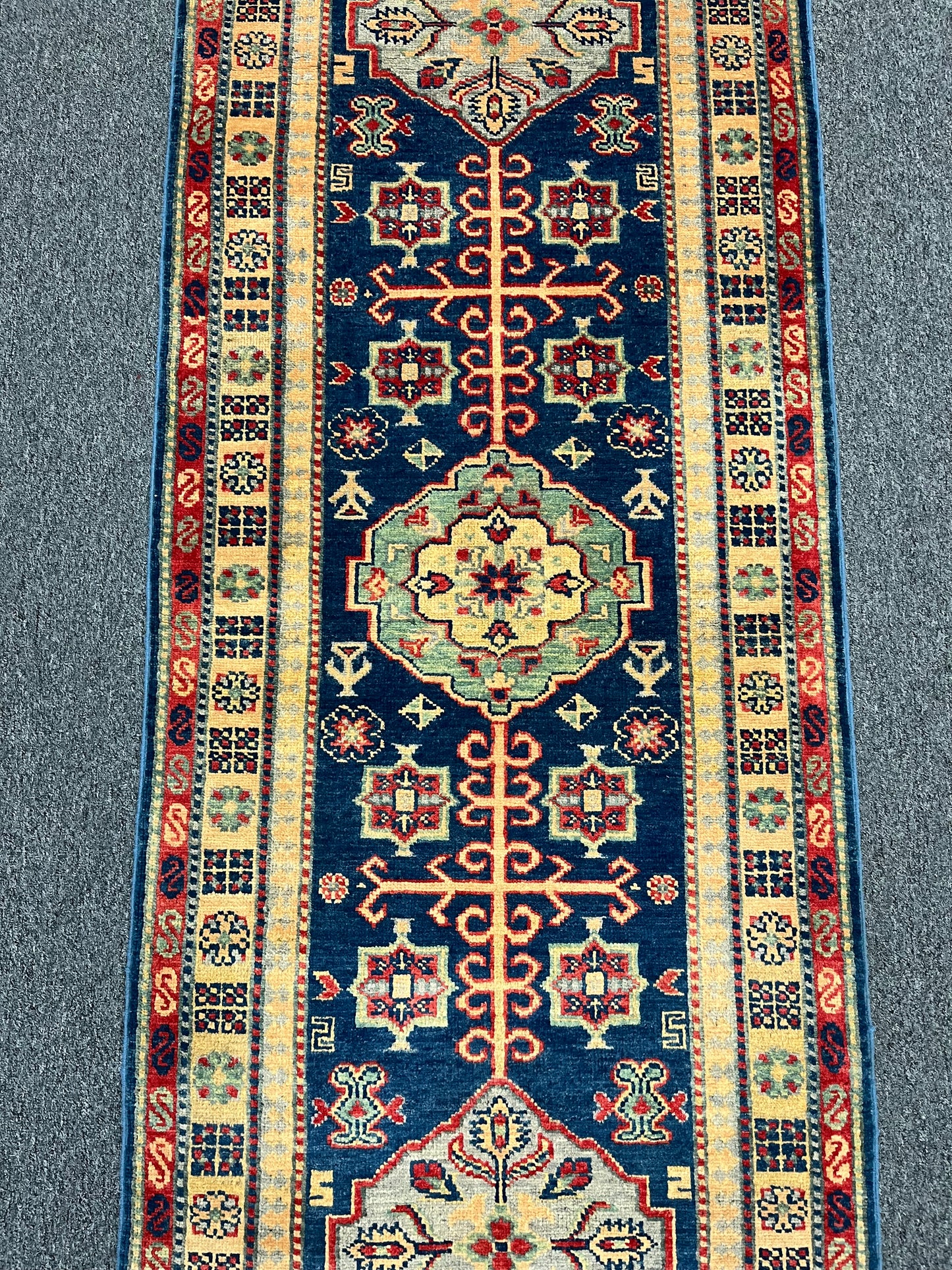 Kazak Navy 2' 9"X10' Handmade Wool Runner Rug # 13684