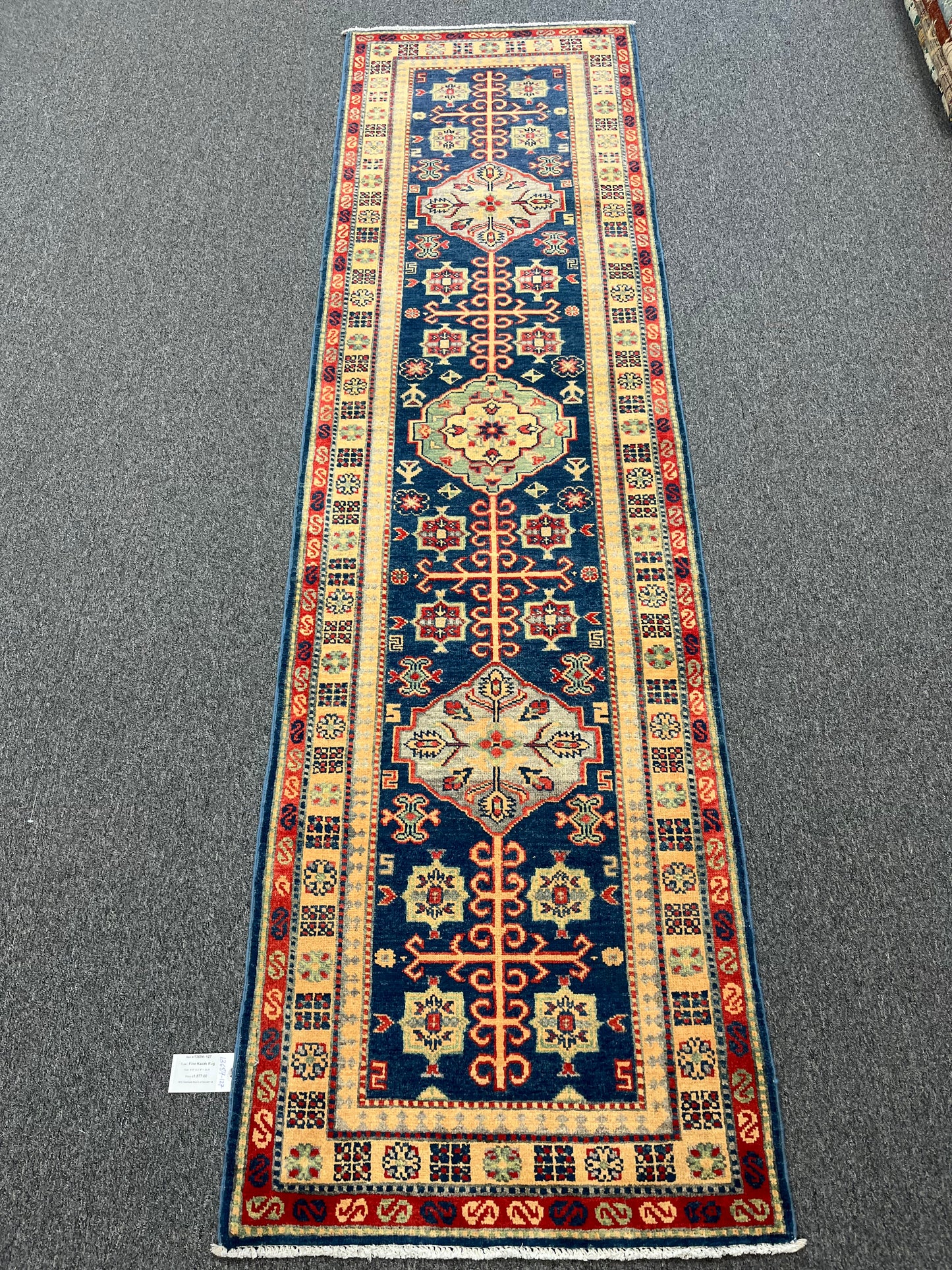 Kazak Navy 2' 9"X10' Handmade Wool Runner Rug # 13684