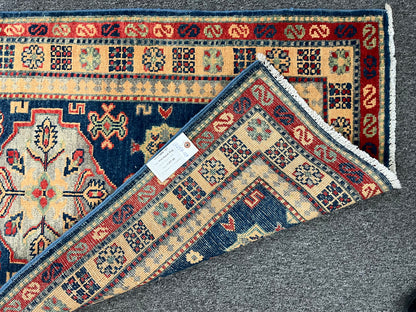 Kazak Navy 2' 9"X10' Handmade Wool Runner Rug # 13684