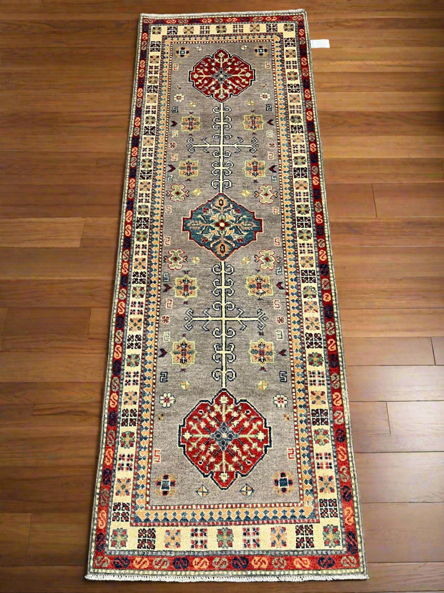 Kazak Gray 2' 9"X8' Handmade Wool Runner Rug # 13779