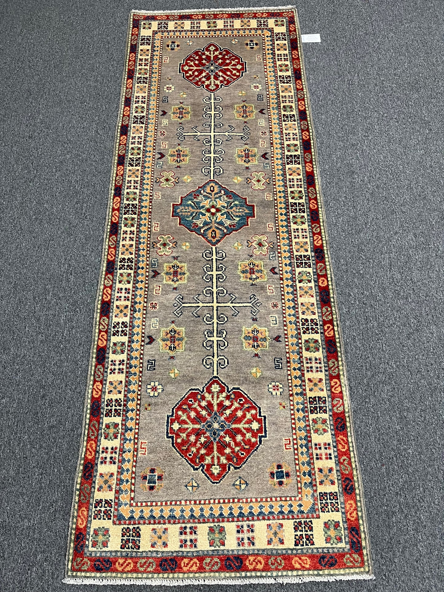 Kazak Gray 2' 9"X8' Handmade Wool Runner Rug # 13779