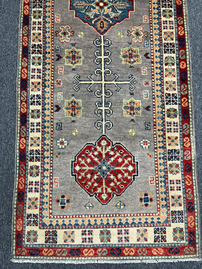 Kazak Gray 2' 9"X8' Handmade Wool Runner Rug # 13779