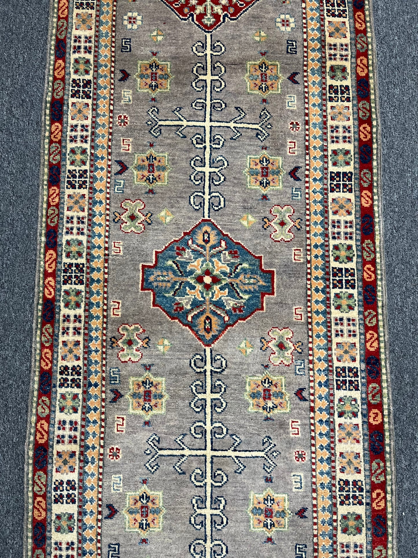 Kazak Gray 2' 9"X8' Handmade Wool Runner Rug # 13779