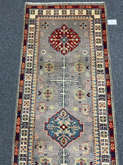 Kazak Gray 2' 9"X8' Handmade Wool Runner Rug # 13779