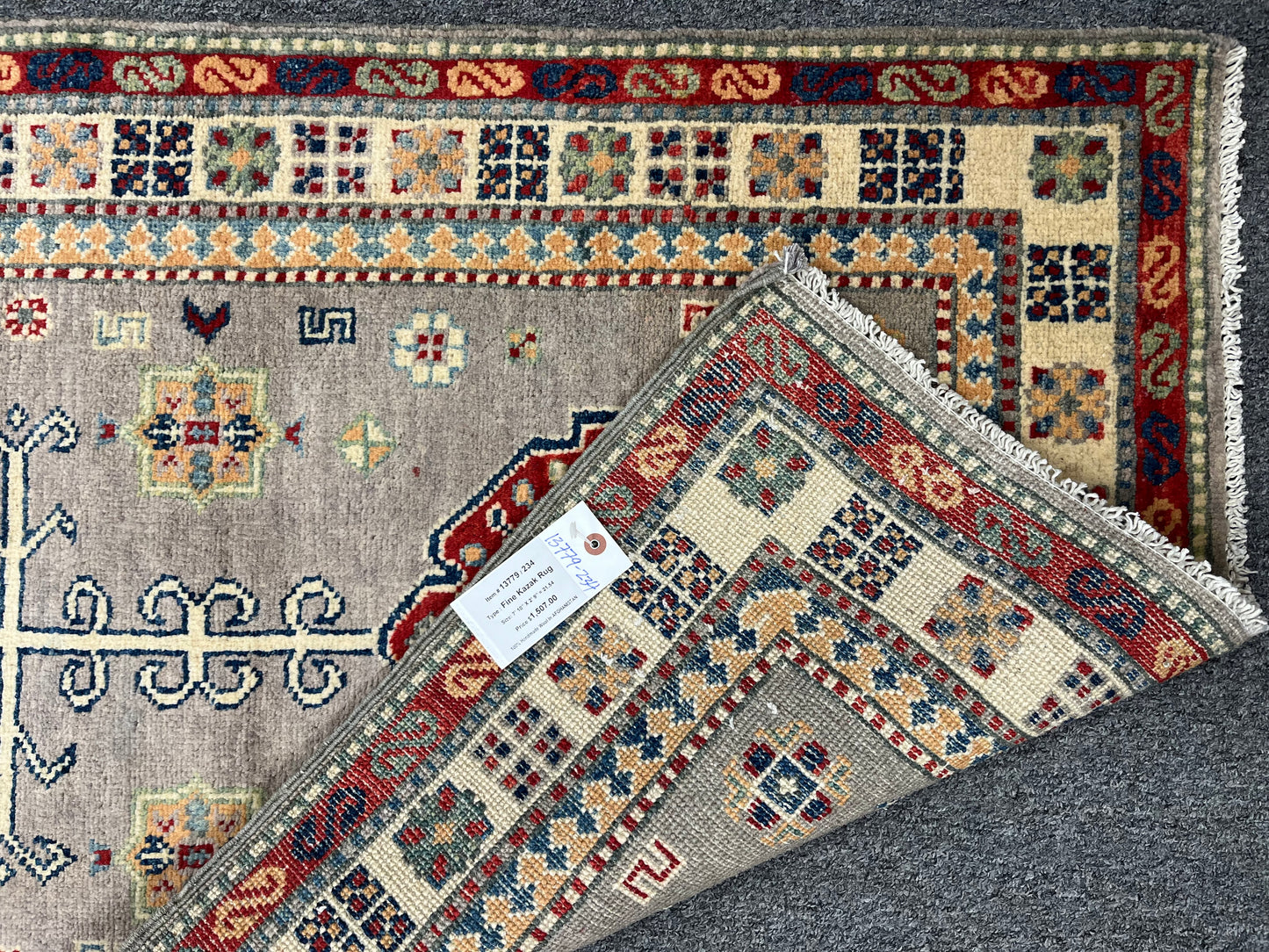 Kazak Gray 2' 9"X8' Handmade Wool Runner Rug # 13779