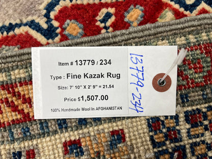 Kazak Gray 2' 9"X8' Handmade Wool Runner Rug # 13779