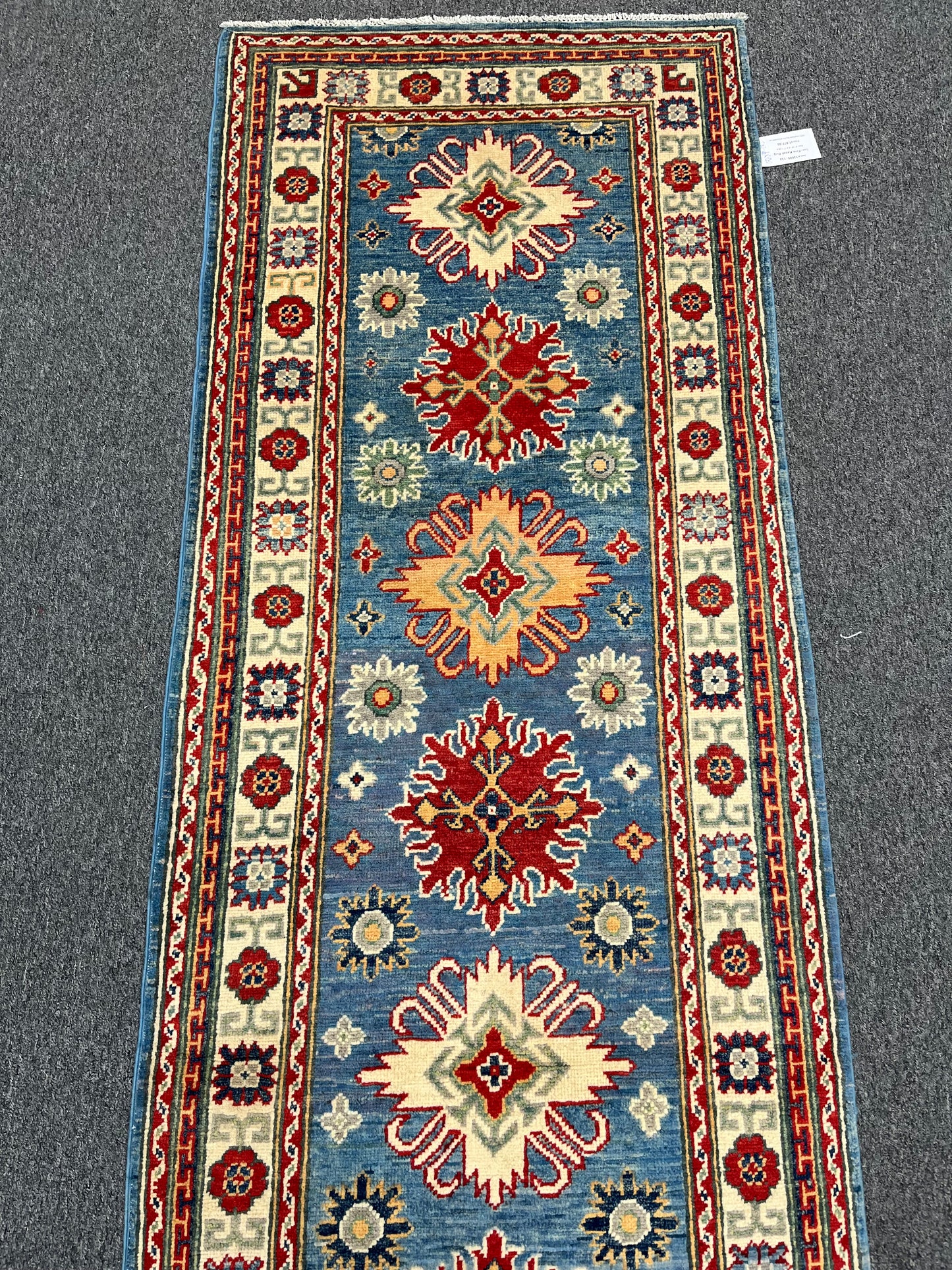 Kazak Light Blue 2' 7"X10' Handmade Wool Runner Rug # 13689