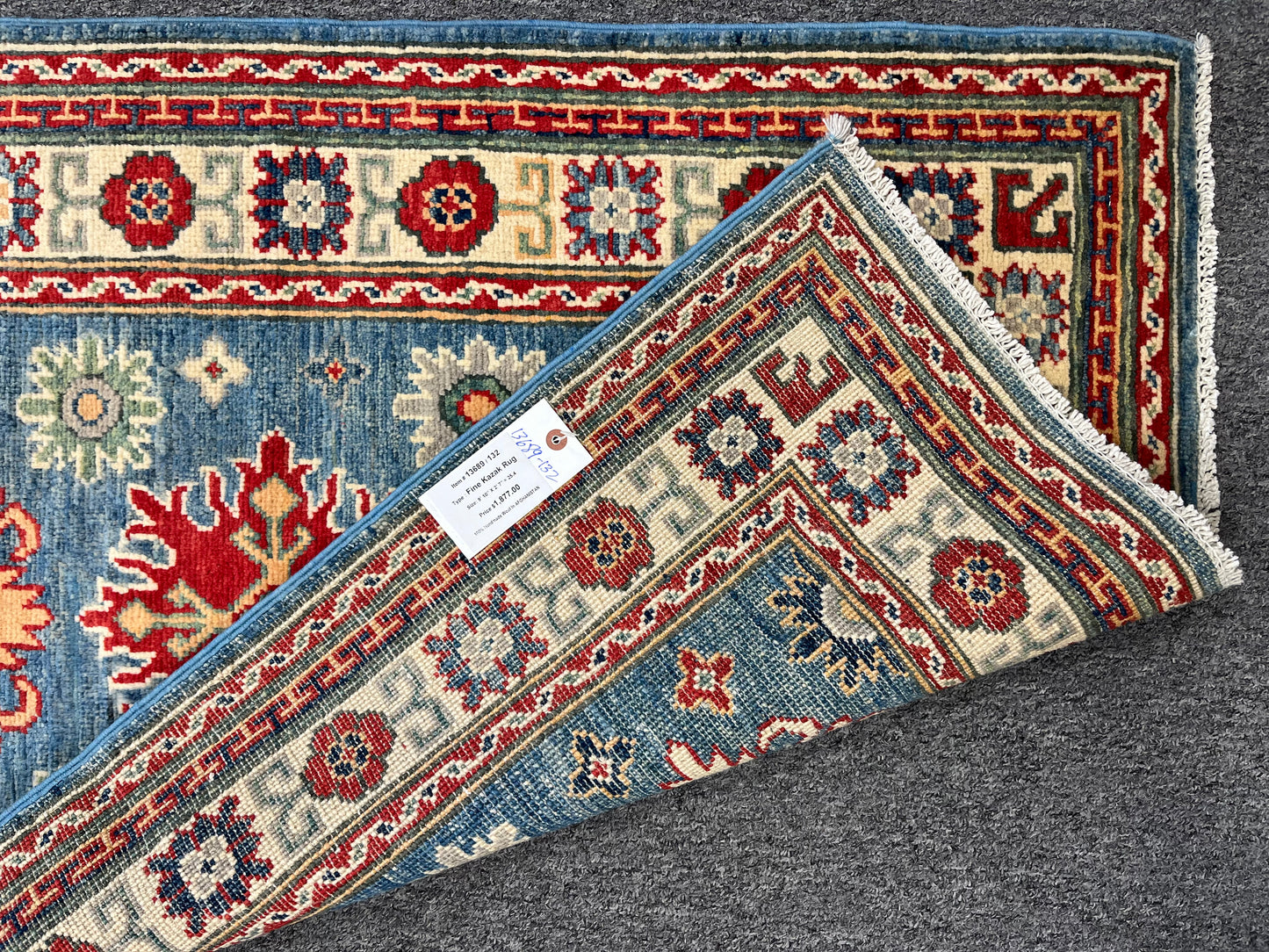 Kazak Light Blue 2' 7"X10' Handmade Wool Runner Rug # 13689