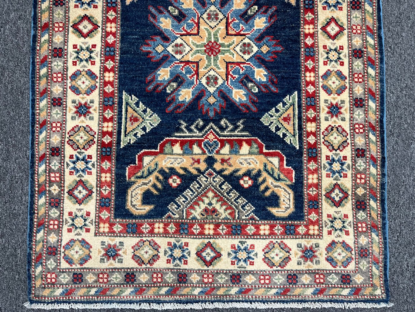 Kazak Navy 2' 10"X10' Handmade Wool Runner Rug # 13682