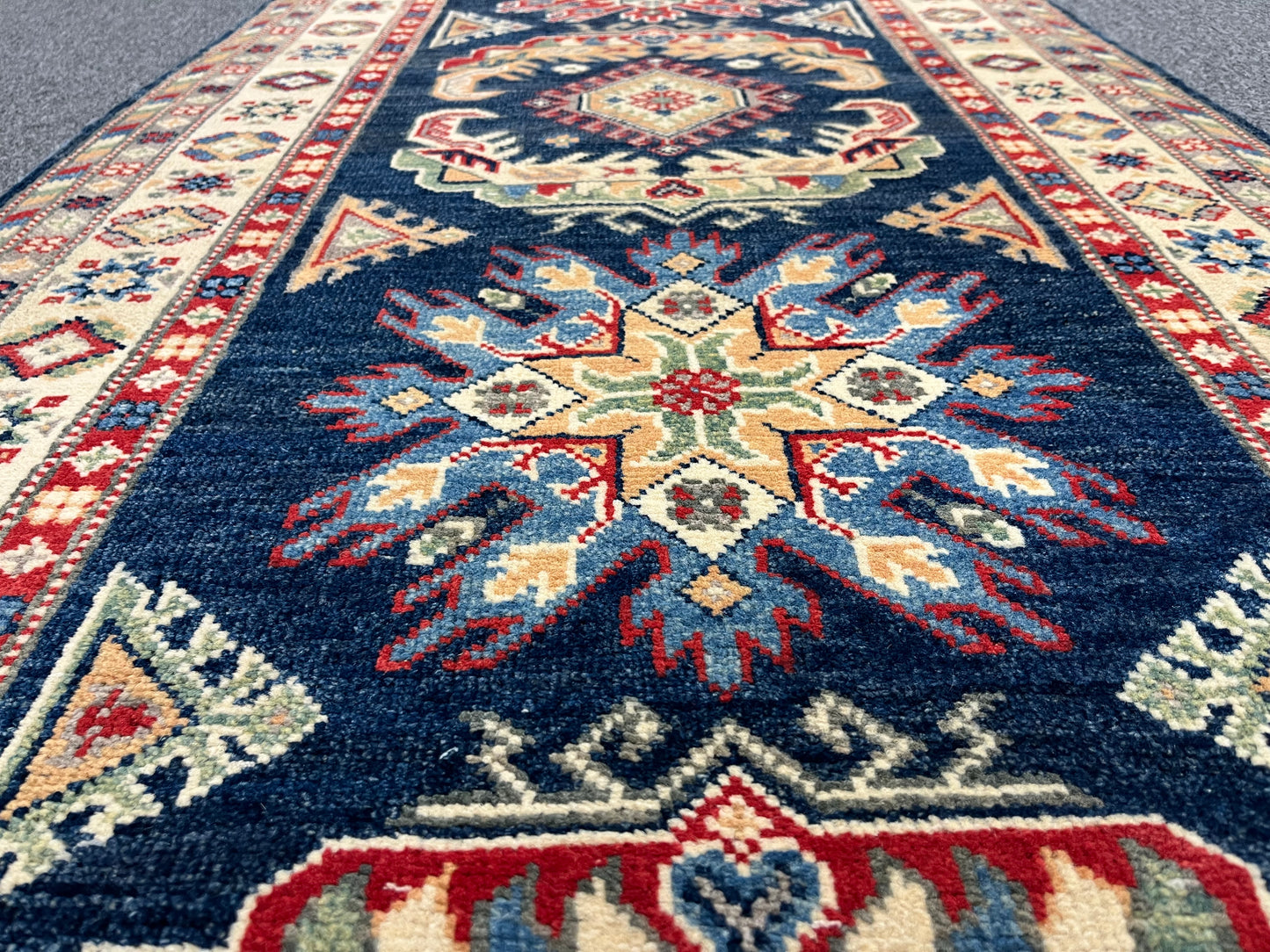 Kazak Navy 2' 10"X10' Handmade Wool Runner Rug # 13682