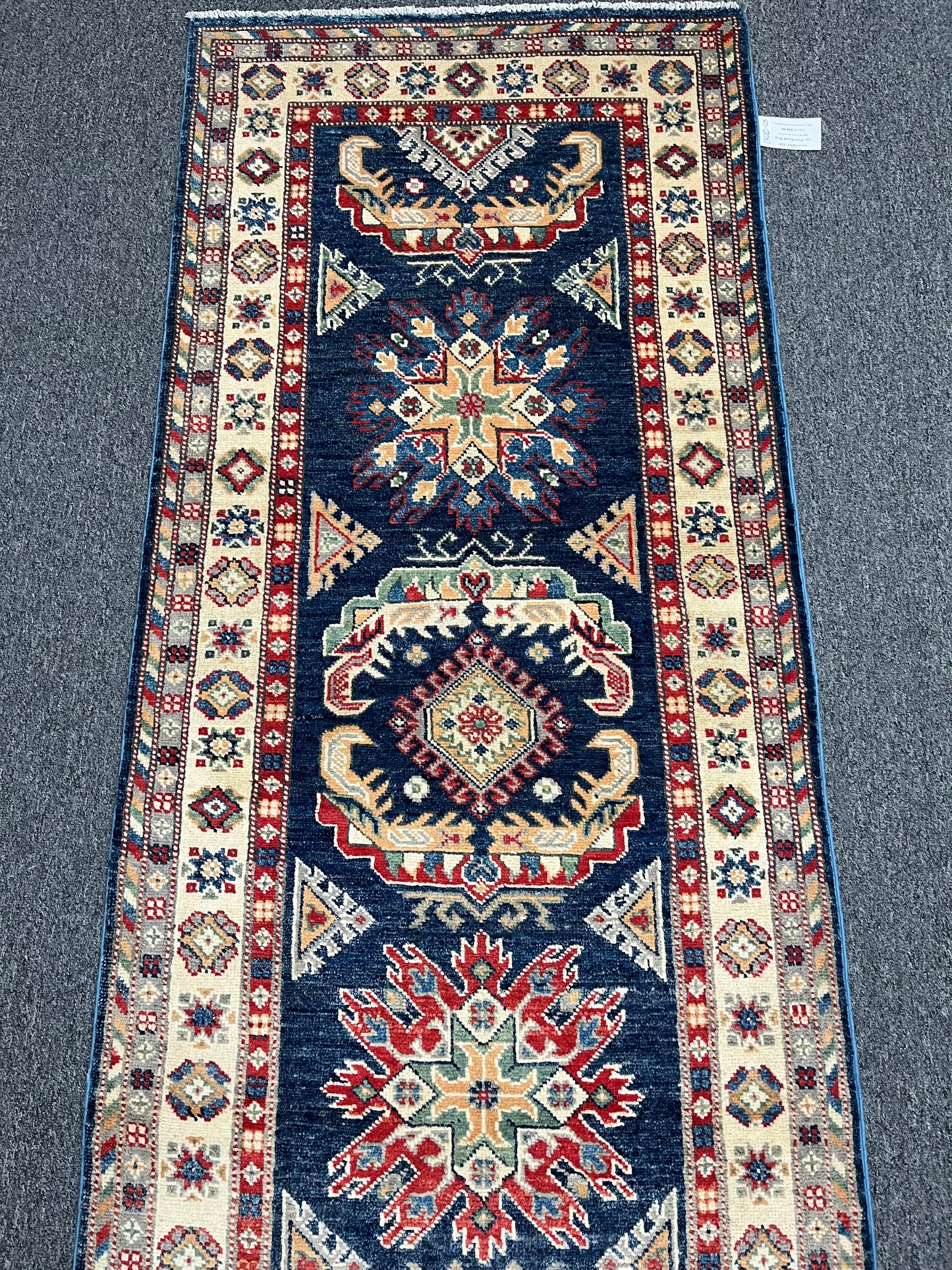 Kazak Navy 2' 10"X10' Handmade Wool Runner Rug # 13682