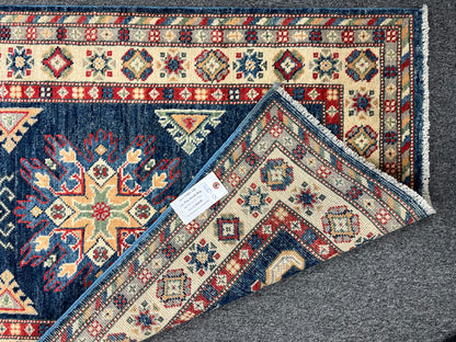 Kazak Navy 2' 10"X10' Handmade Wool Runner Rug # 13682