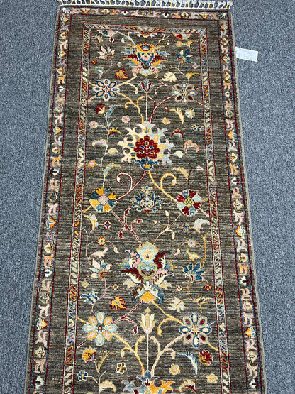 2' 8"X 10' Floral Mahal Handmade Wool Runner Rug # 14053