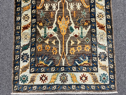 2' 8"X 11' Floral Mahal Handmade Wool Runner Rug # 14054