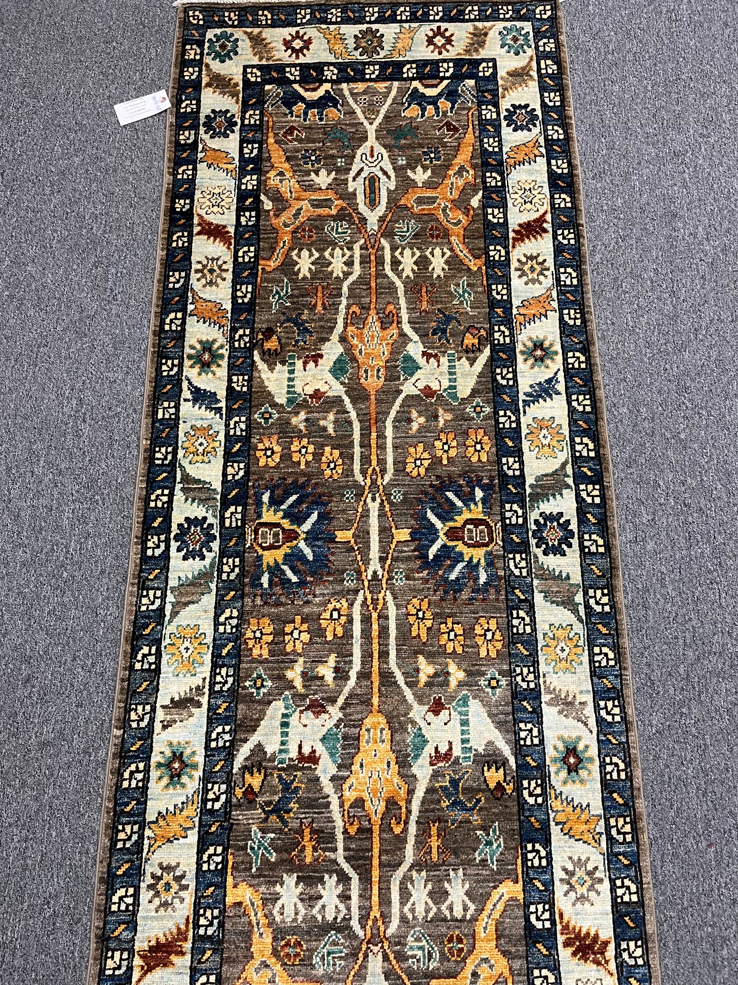 2' 8"X 11' Floral Mahal Handmade Wool Runner Rug # 14054