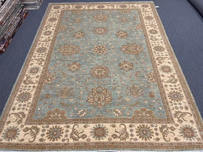 Oushak Chobi Soft Blue 9X12 Handmade Wool Rug # 14224