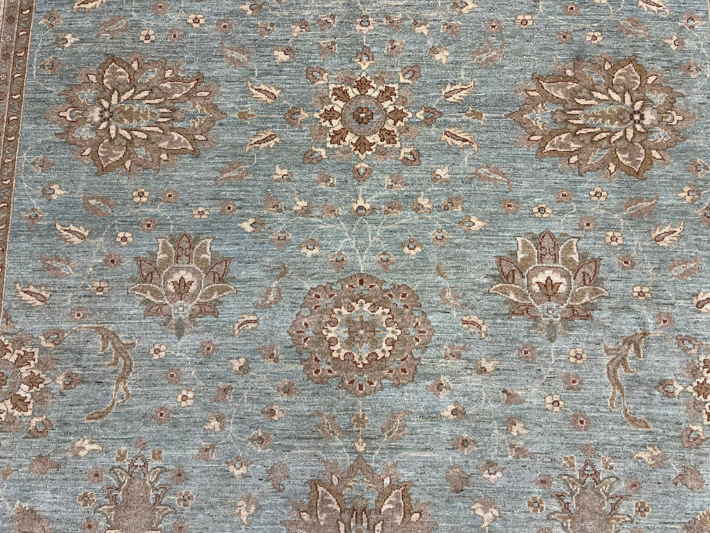 Oushak Chobi Soft Blue 9X12 Handmade Wool Rug # 14224