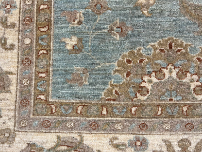 Oushak Chobi Soft Blue 9X12 Handmade Wool Rug # 14224