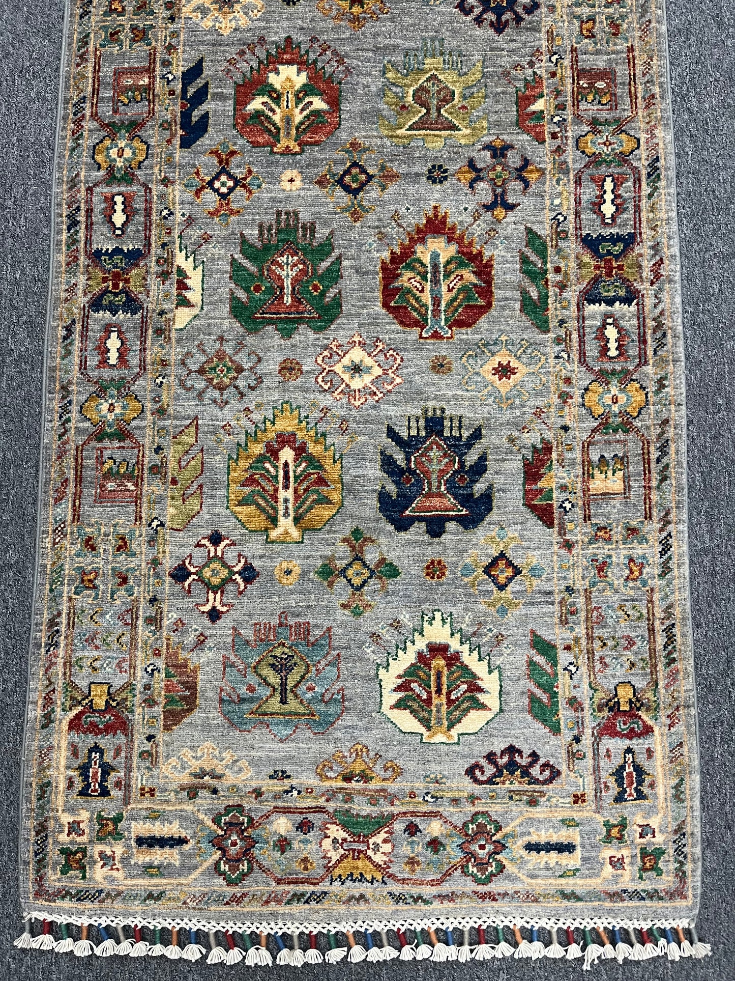 2' 8"X 10' Floral Mahal Handmade Wool Runner Rug # 13971