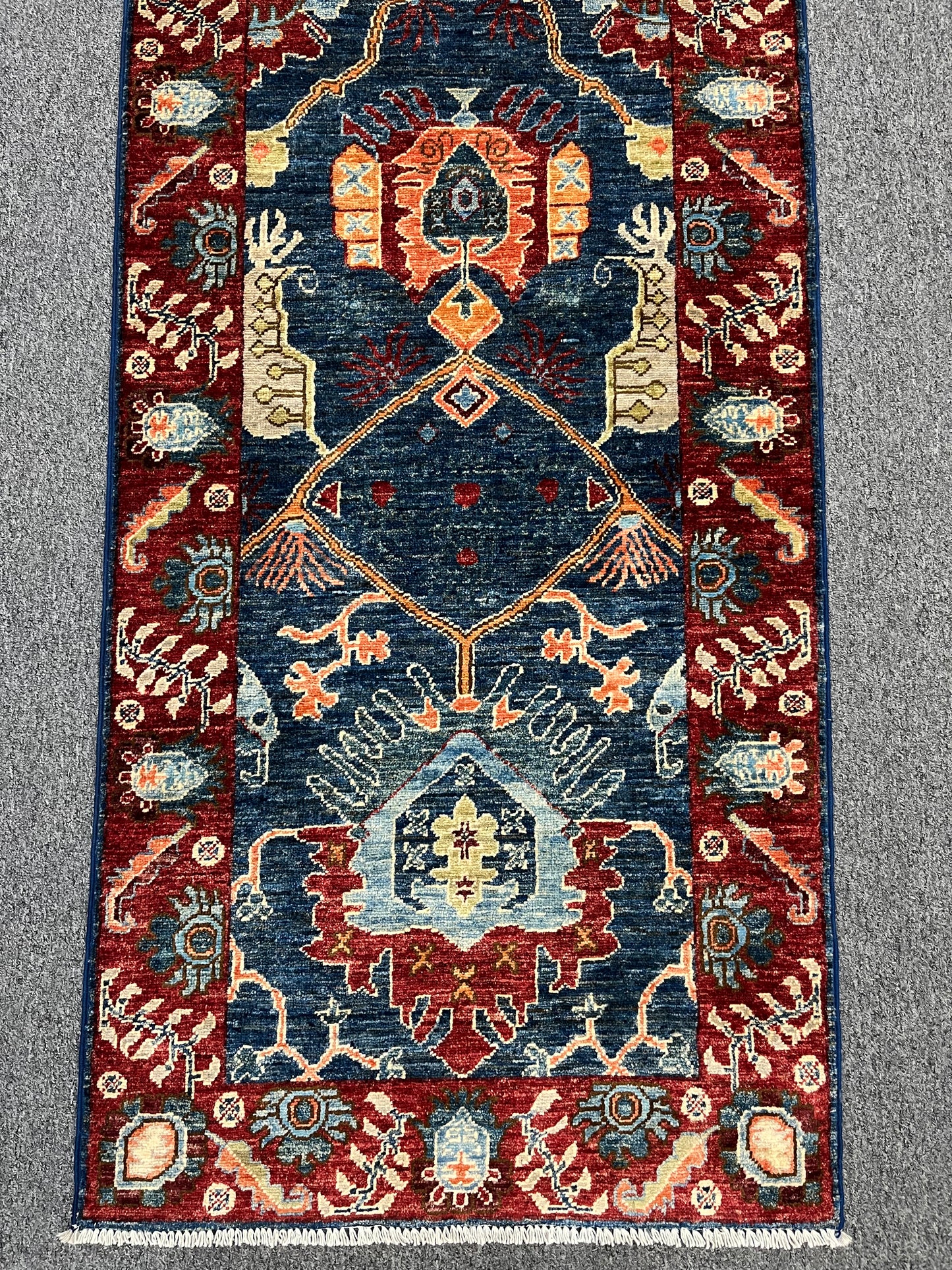 2' 5"X18 Afghan Bijar Handmade Wool Runner Rug # 14197