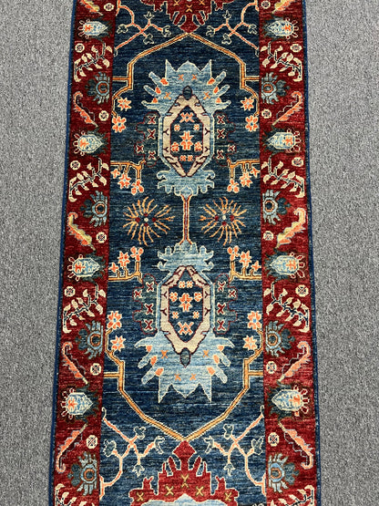 2' 5"X18 Afghan Bijar Handmade Wool Runner Rug # 14197