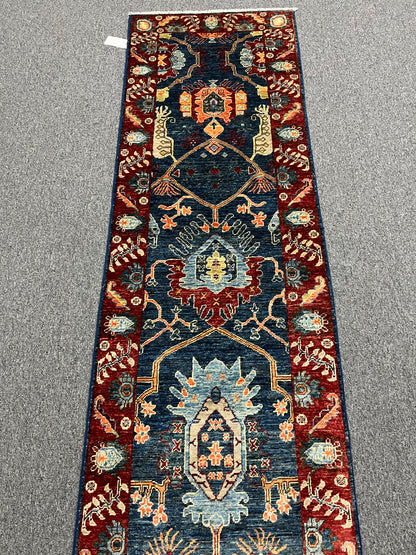 2' 5"X18 Afghan Bijar Handmade Wool Runner Rug # 14197