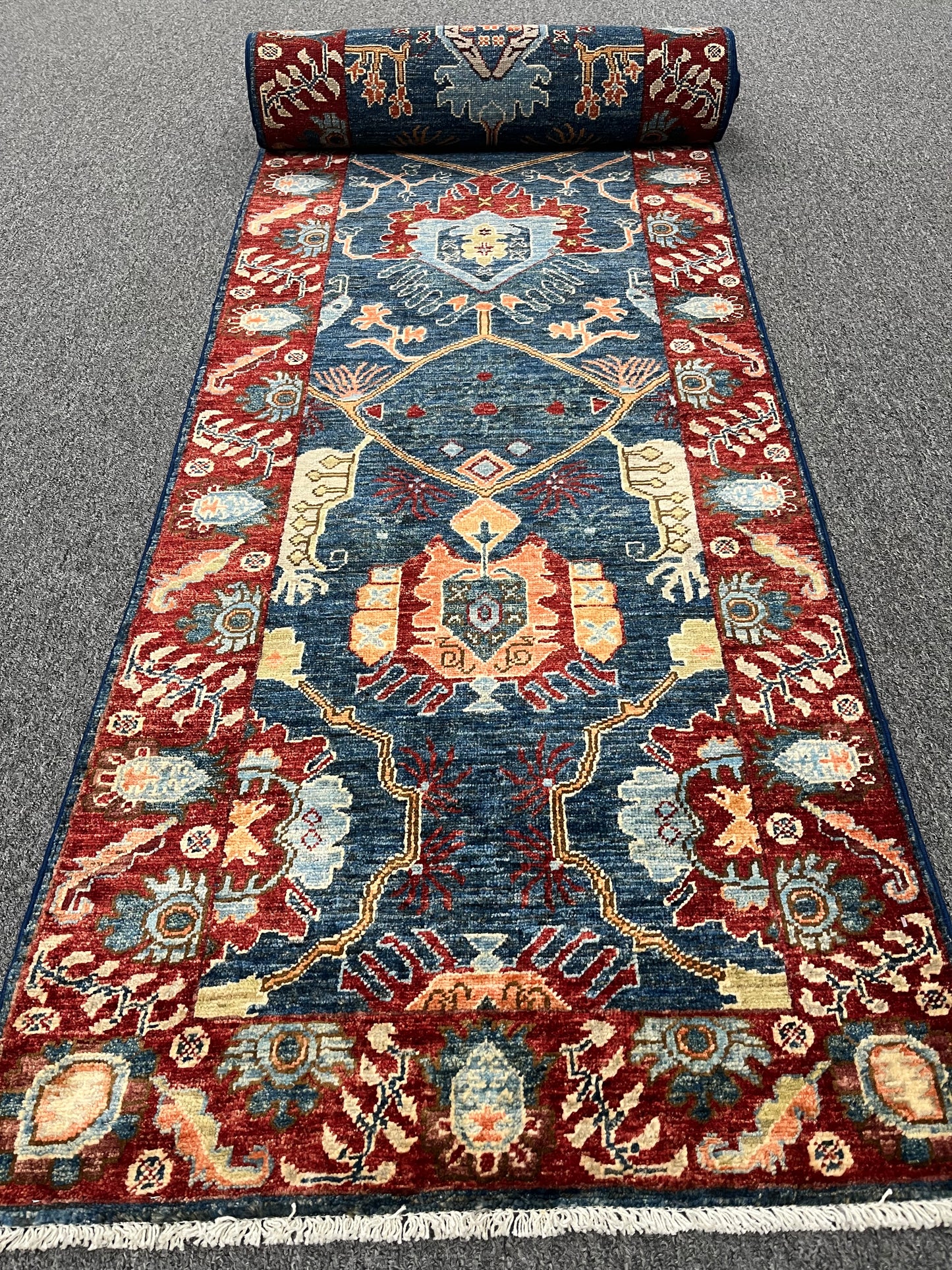 2' 5"X18 Afghan Bijar Handmade Wool Runner Rug # 14197