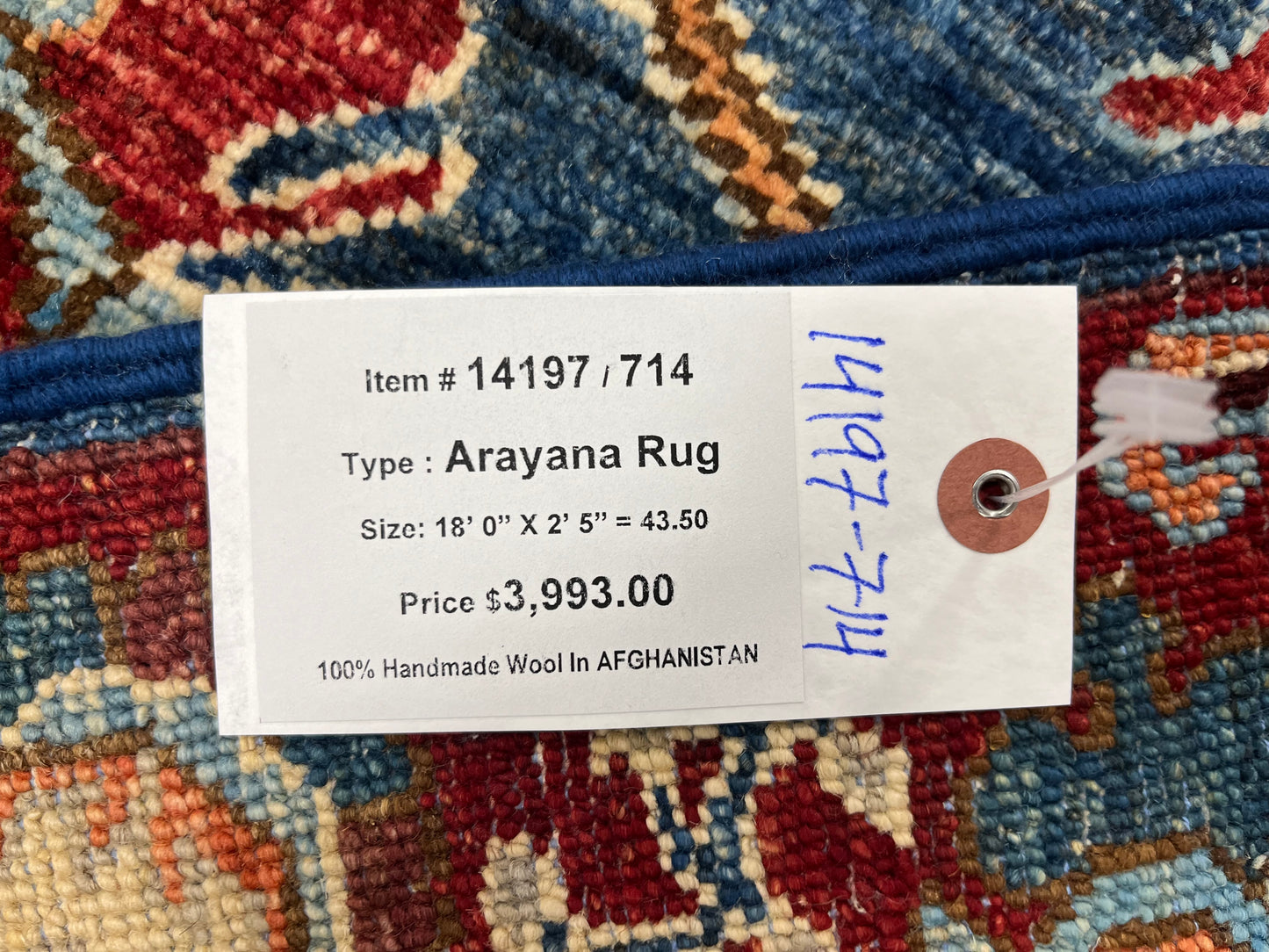 2' 5"X18 Afghan Bijar Handmade Wool Runner Rug # 14197