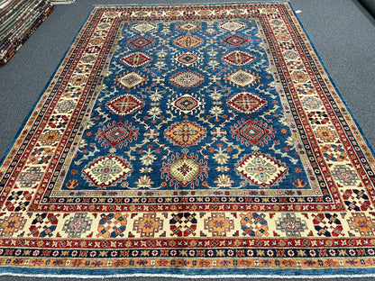 Kazak Light Blue 9X12 Handmade Wool Rug # 13711