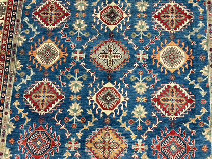 Kazak Light Blue 9X12 Handmade Wool Rug # 13711