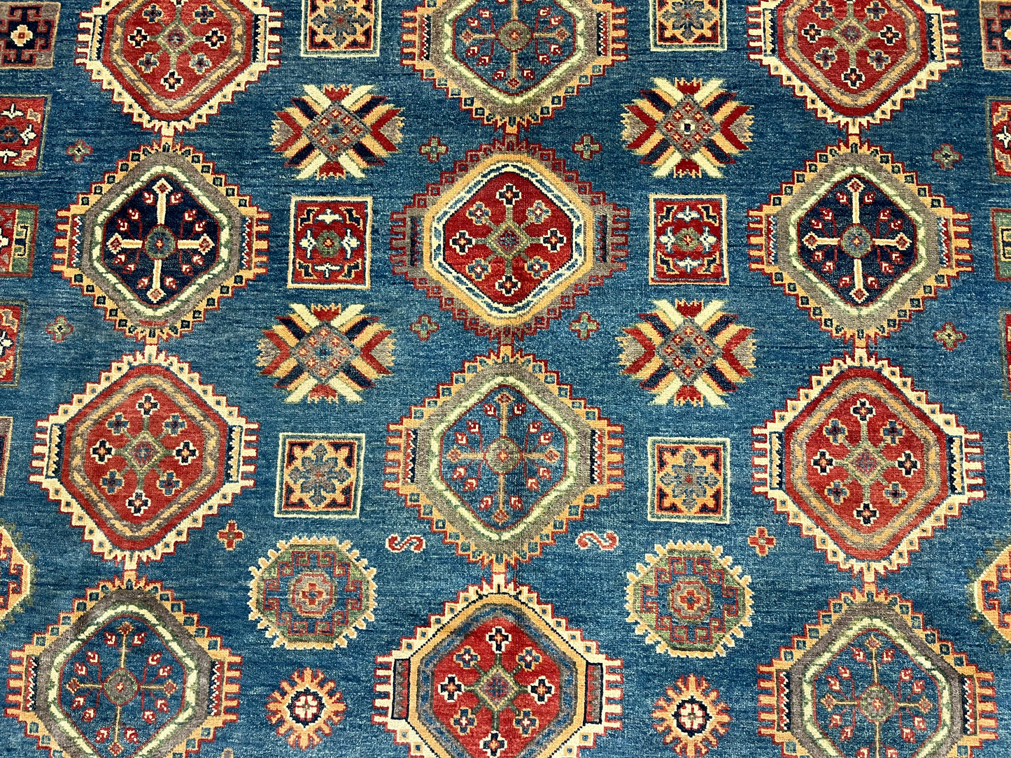 Kazak Light Blue 8X11 Handmade Wool Rug # 13887