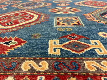 Kazak Light Blue 8X11 Handmade Wool Rug # 13887