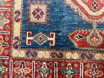 Kazak Light Blue 8X11 Handmade Wool Rug # 13887