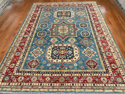 Kazak Light Blue 9X12 Handmade Wool Rug # 13735