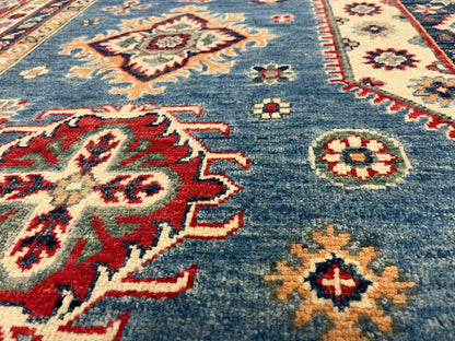 Kazak Light Blue 9X12 Handmade Wool Rug # 13735