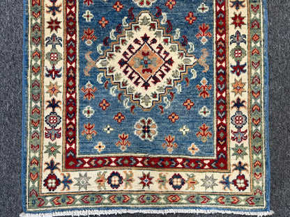 Runner Kazak Light Blue 2' 4"X8' Handmade Wool Rug # 13794