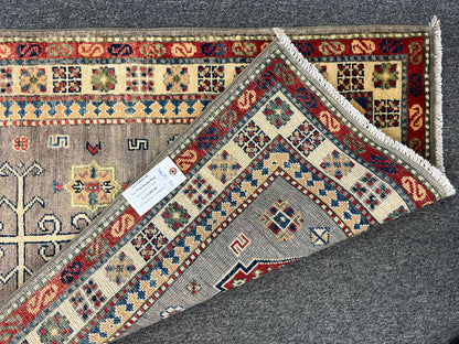 Runner Kazak Gray 2' 7"X8' Handmade Wool Rug # 13625