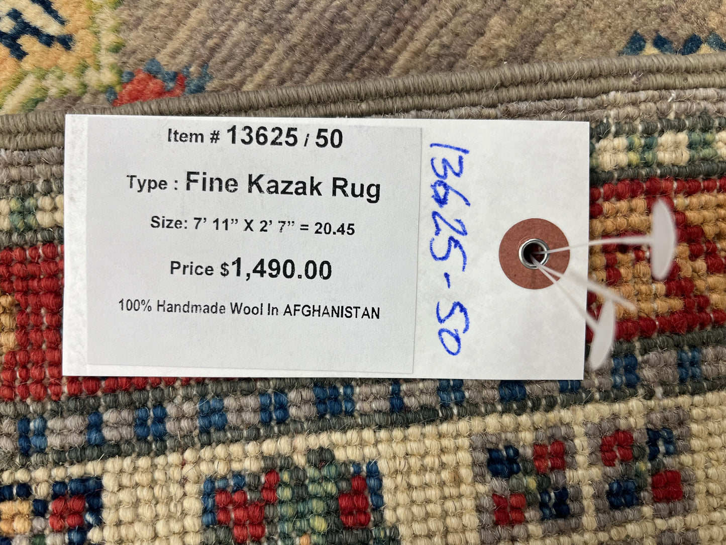 Runner Kazak Gray 2' 7"X8' Handmade Wool Rug # 13625