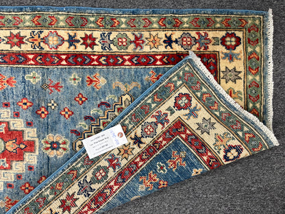 Runner Kazak Light Blue 2' 5"X8' Handmade Wool Rug # 13781