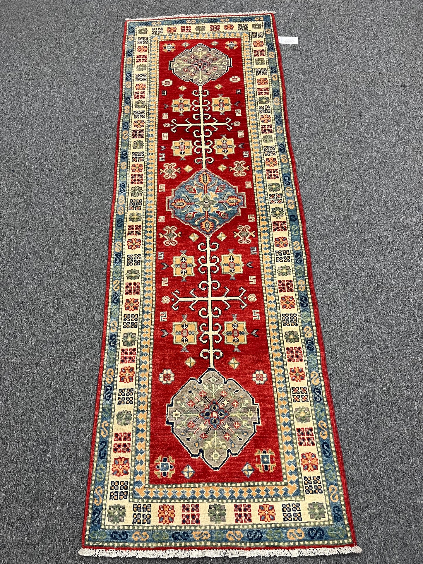 Runner Kazak Red 2' 5"X8' Handmade Wool Rug # 13793