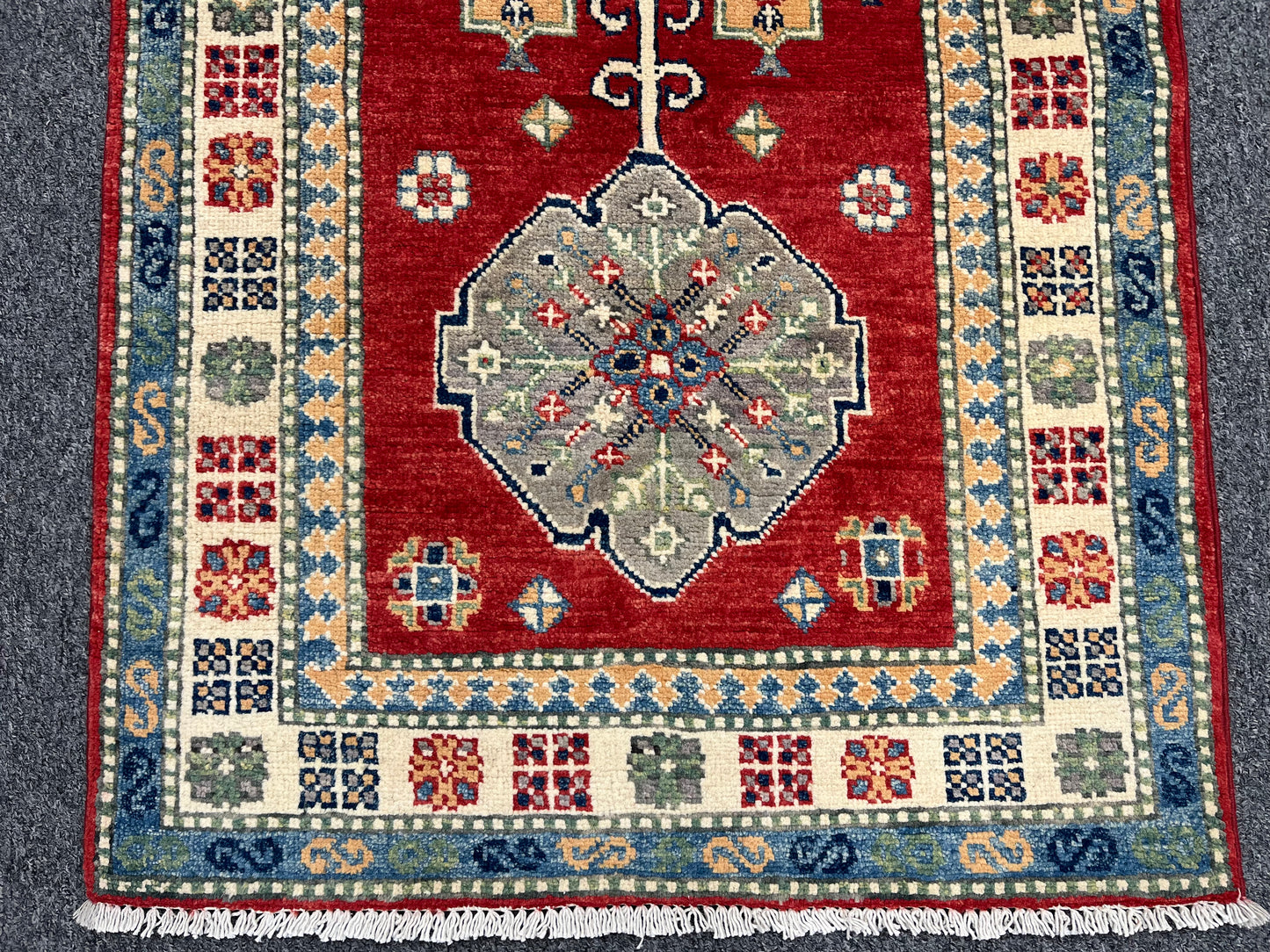 Runner Kazak Red 2' 5"X8' Handmade Wool Rug # 13793