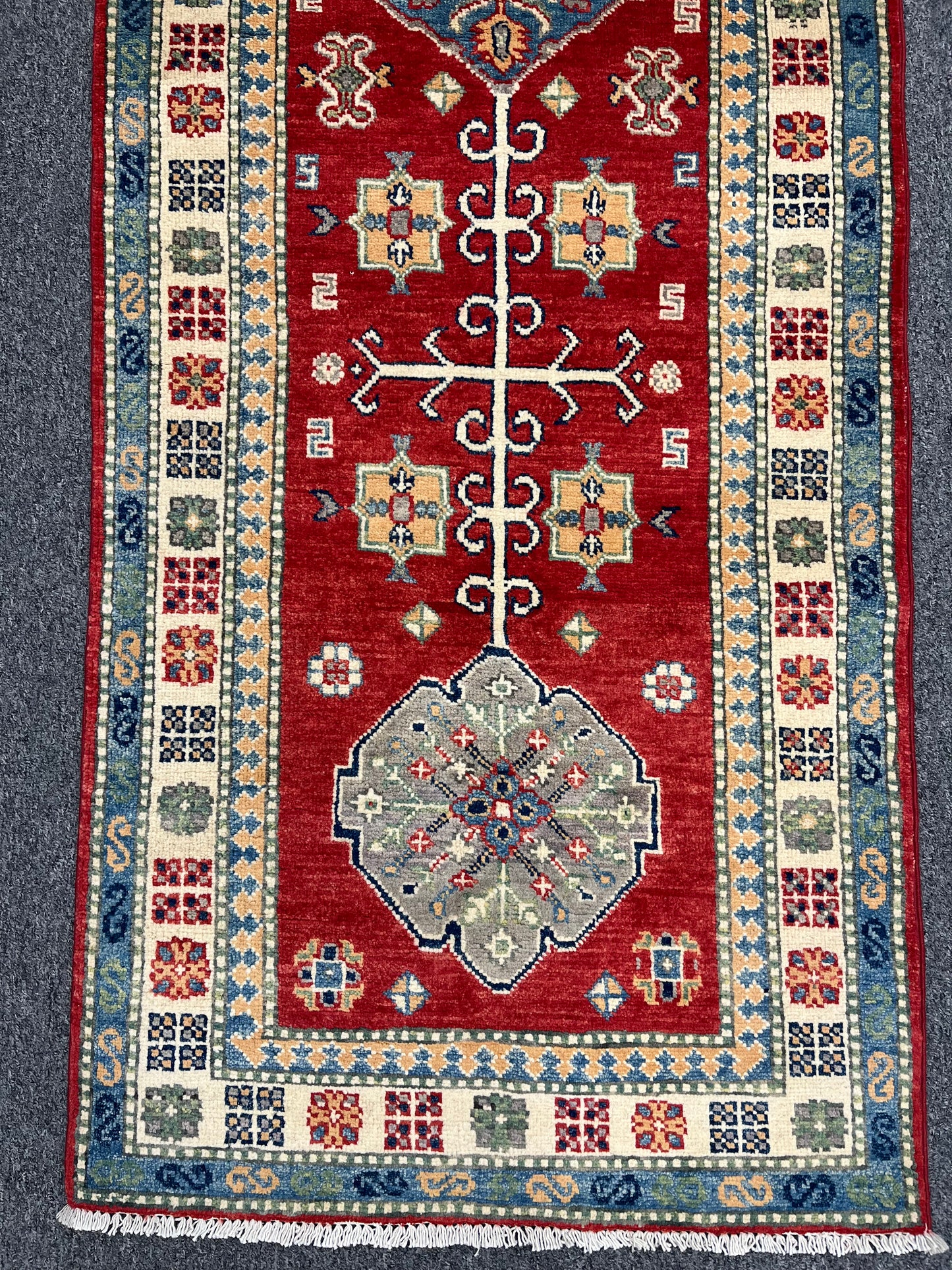 Runner Kazak Red 2' 5"X8' Handmade Wool Rug # 13793