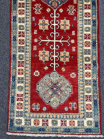 Runner Kazak Red 2' 5"X8' Handmade Wool Rug # 13793