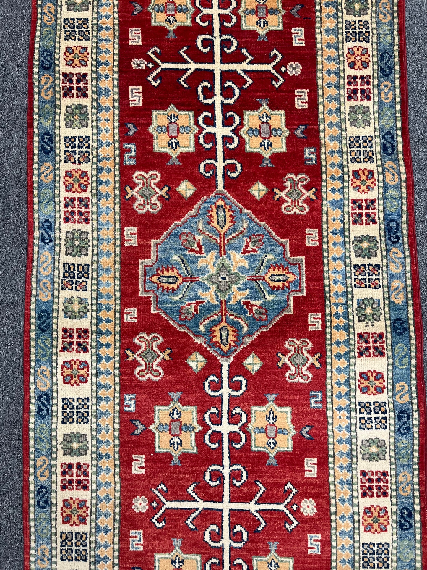 Runner Kazak Red 2' 5"X8' Handmade Wool Rug # 13793