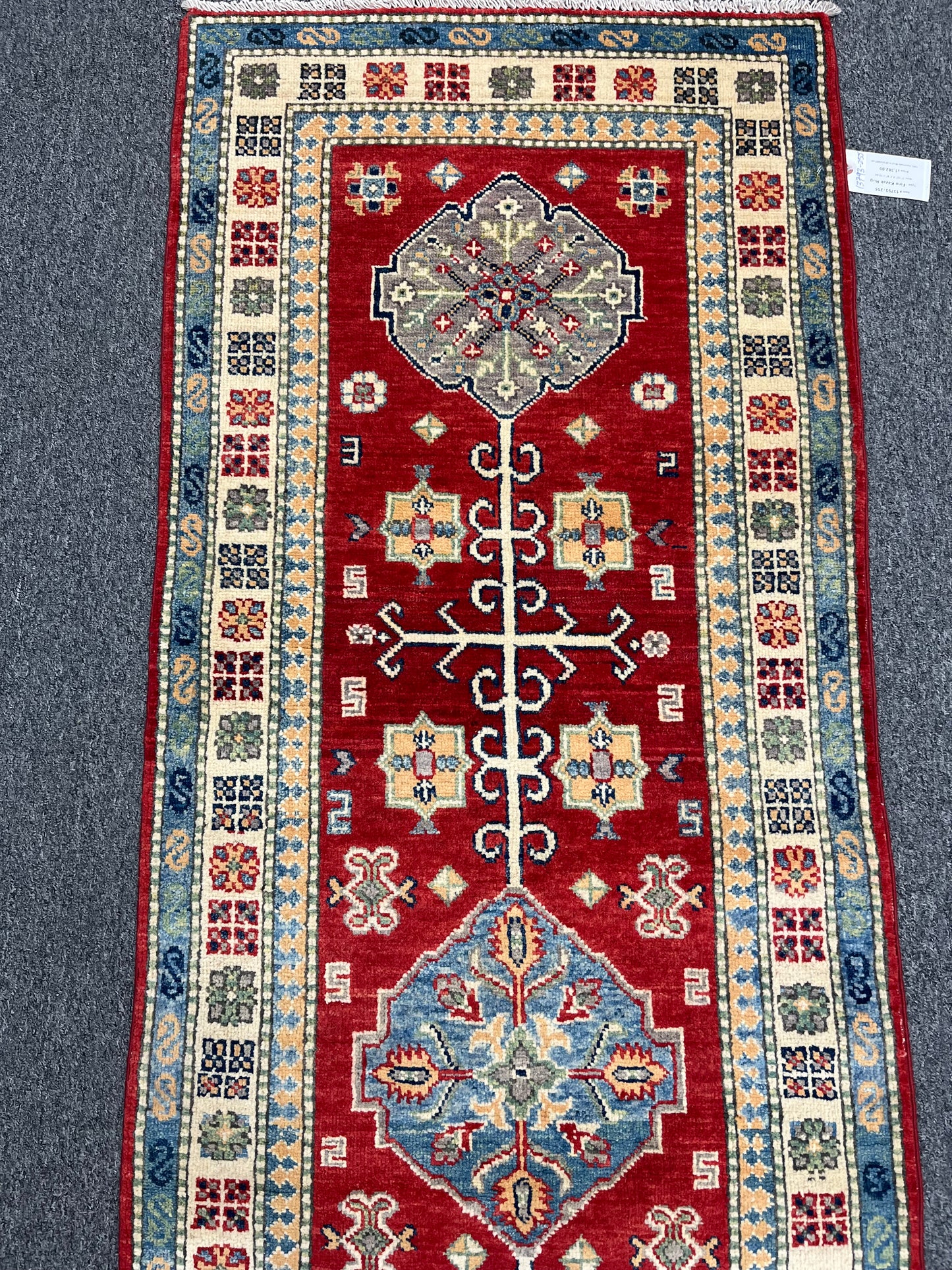 Runner Kazak Red 2' 5"X8' Handmade Wool Rug # 13793