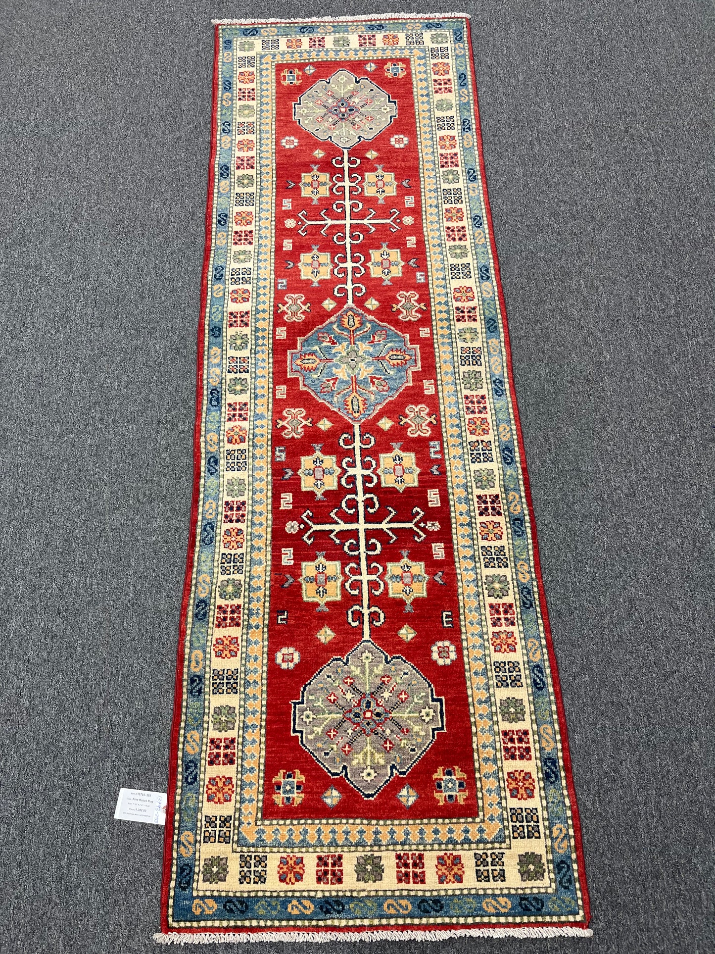 Runner Kazak Red 2' 5"X8' Handmade Wool Rug # 13793