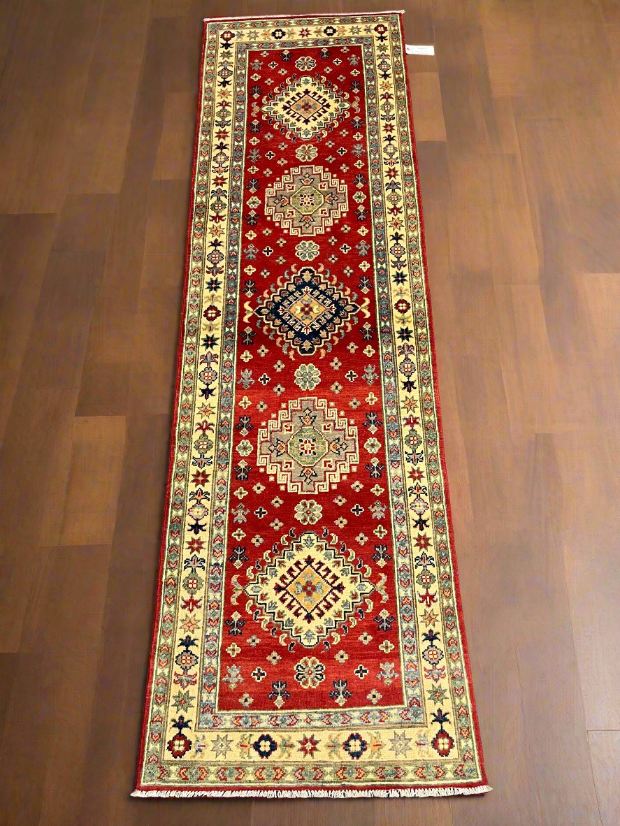 Runner Kazak Red 2' 6"X9' Handmade Wool Rug # 13621