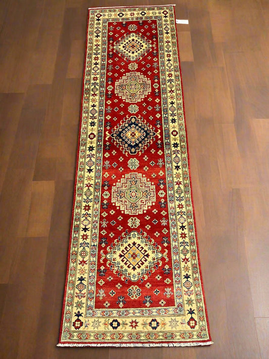 Runner Kazak Red 2' 6"X9' Handmade Wool Rug # 13621